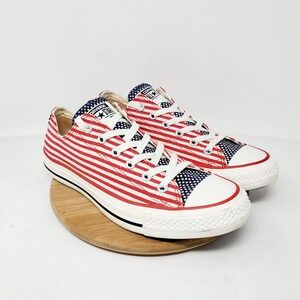 Converse All Star Shoes Womens 10 Red White Blue July 4th  American Flag Sneaker